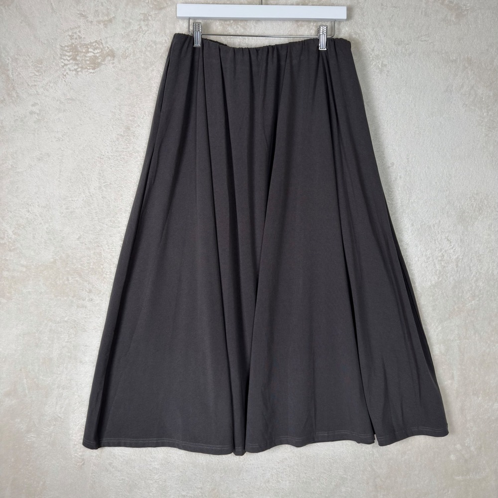 OGL Move Eco Gathered Maxi Skirt Charcoal Gray Elastic Waist Pockets Minimalist